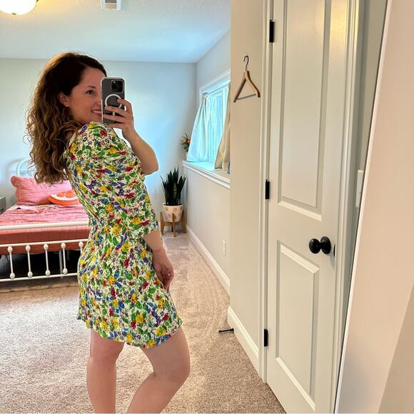 Saloni Floral Lemon Mini Dress 8 - Picture 4 of 16